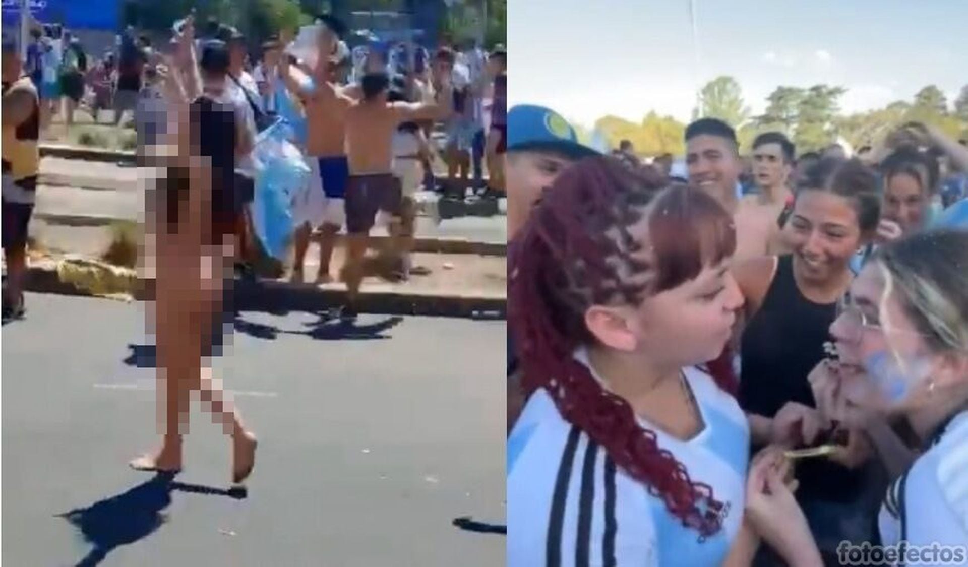 Hincha argentina se desnudó en plena movilización por copa mundo llevándose  todos los reflectores