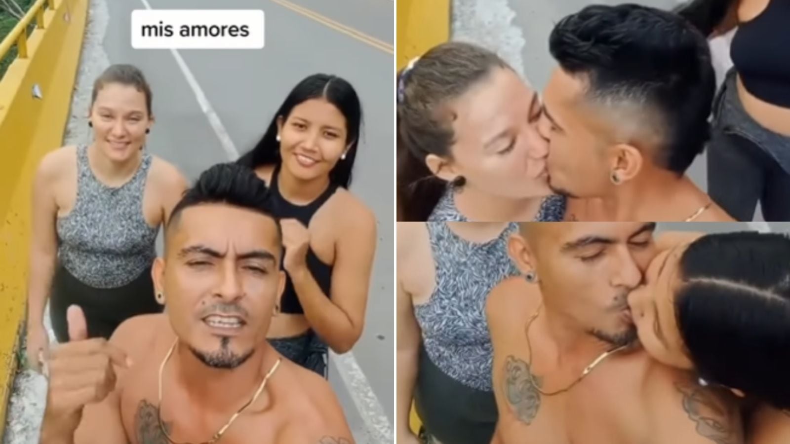 Video de hombre besando a dos mujeres durante unas supuestas vacaciones  familiares se hace viral